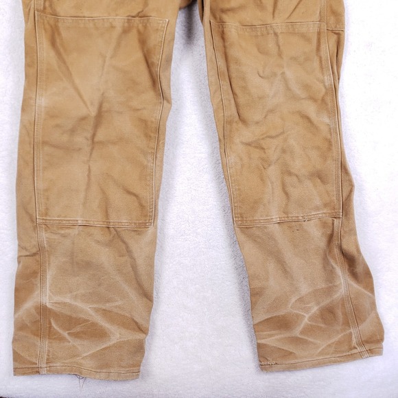 Carhartt R01 BRN Double Knee Unlined Duck Bib Overalls Mens 38x34 Carpenter - Picture 4 of 13